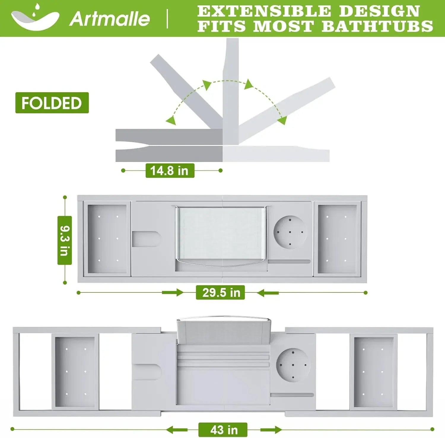 Adjustable Tub Caddy for Bathroom